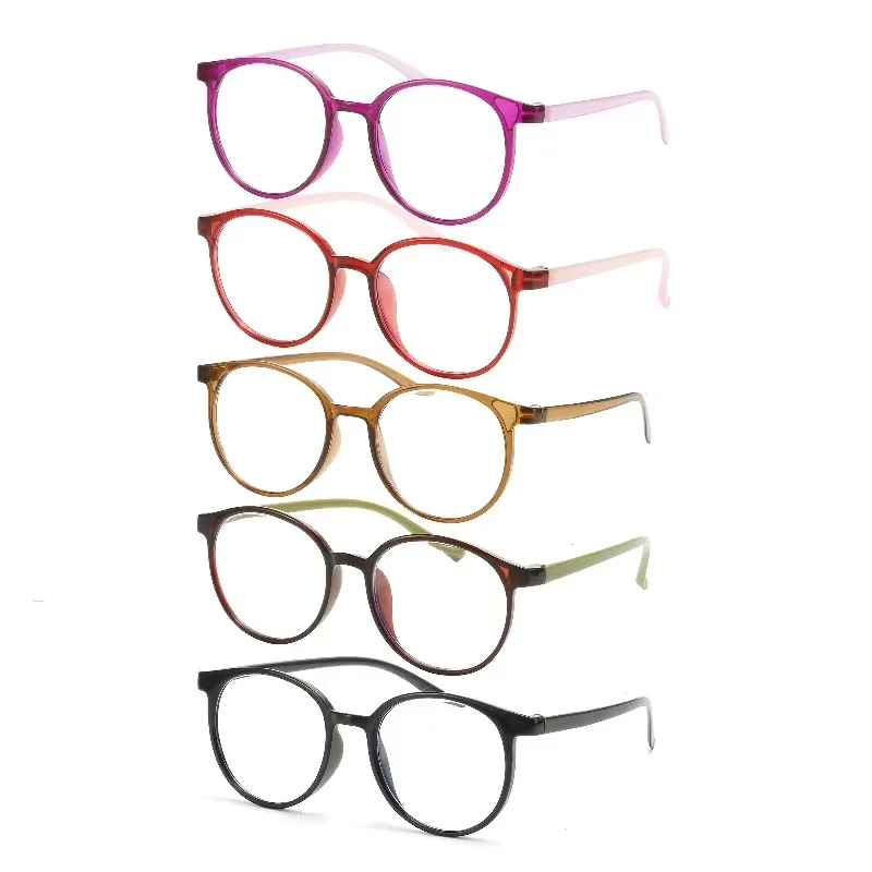 5PCS Anti Blue Light Middle Aged and Elderly Reading Glasses 0 To+4.0Combination Style Can Be Worn Interchangeably Plain Glasses