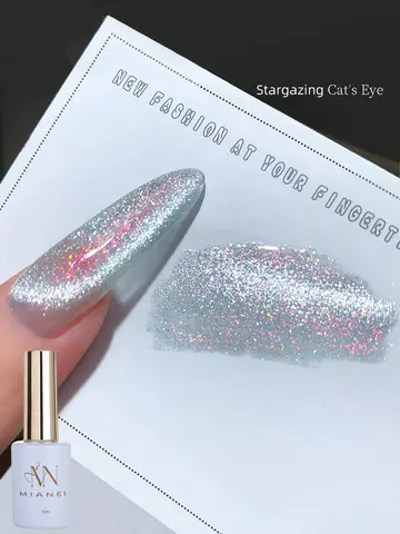 MIANEL 12ML Luna Opale Broccato Luminoso Tutto-fiammifero Cristallo Cat Eye Gel Smalto per unghie Sbiancamento Unghie bianche a lunga durata Unghie rosa