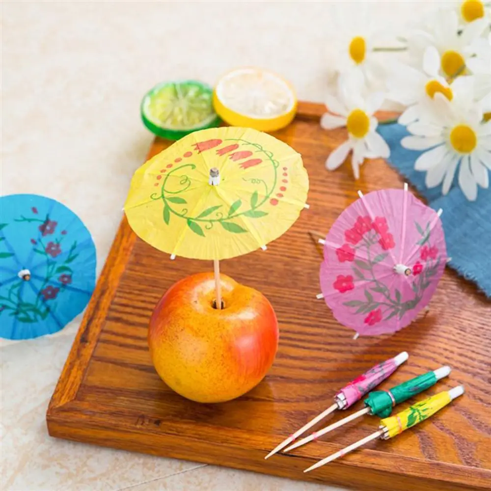 

Event Wood Cocktail Picks 50pcs Parasols Drinks Sticks Toothpick Paper Umbrellas