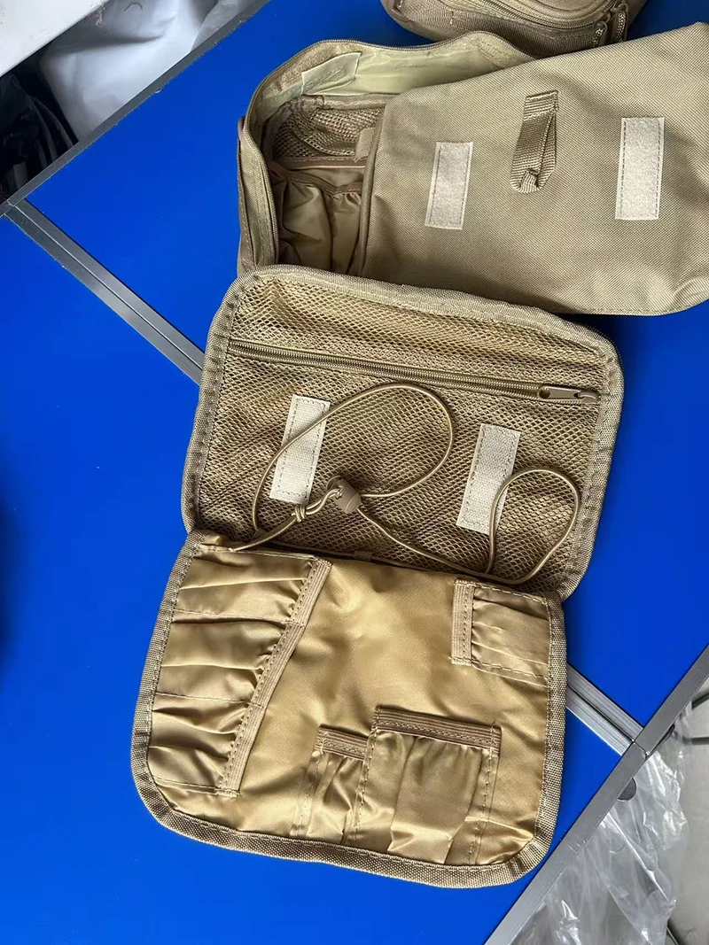Tragbare Herren-Toilettentasche aus Oxford-Gewebe, Khaki, Reise-Organizer mit mehreren Taschen, hängende Waschtasche für Outdoor-Aktivitäten, Angeln und Kurzreisen – Detail 23