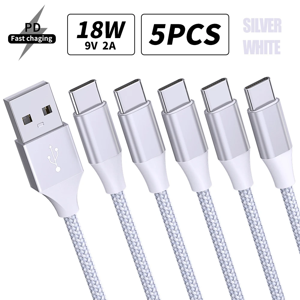 LAIHONEN 5 Packungen 18 W USB Typ C Ladekabel Ladegerät Datenkabel für iPhone 16 15 MacBook Samsung S21 S20 S10 S9 S8 Huawei P40 Xiaomi 9 4