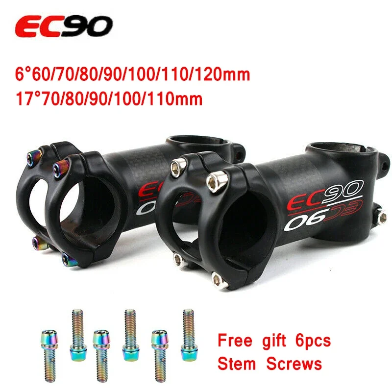 

EC90 31.8mm MTB bike stems Carbon 6/17degrees handlebar Stem 60-120mm mountain bicycle stem Screws Bicycle Accesorios parts