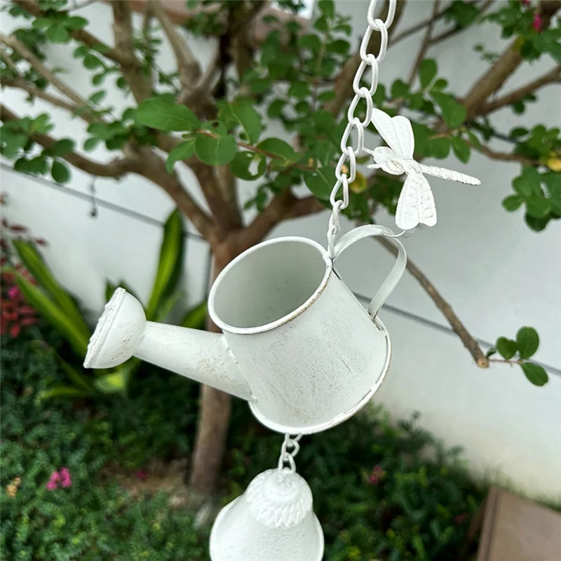 A57X-American Retro Old Cast Iron Kettle Wind Chimes Garden Courtyard Hanging Crafts Outdoor Ornaments Decoration