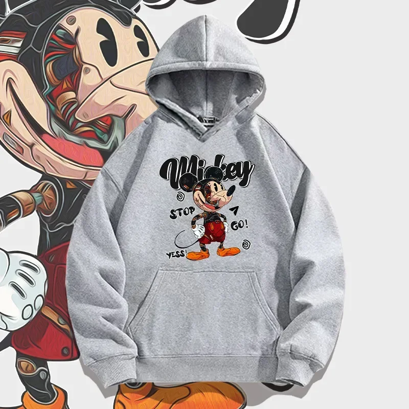 Pattern Lovely Male Sweatshirts Loose Pocket Disney Mickey Mouse Cartoon Clothing Cozy Men Hoodies Autumn Winter Pullover