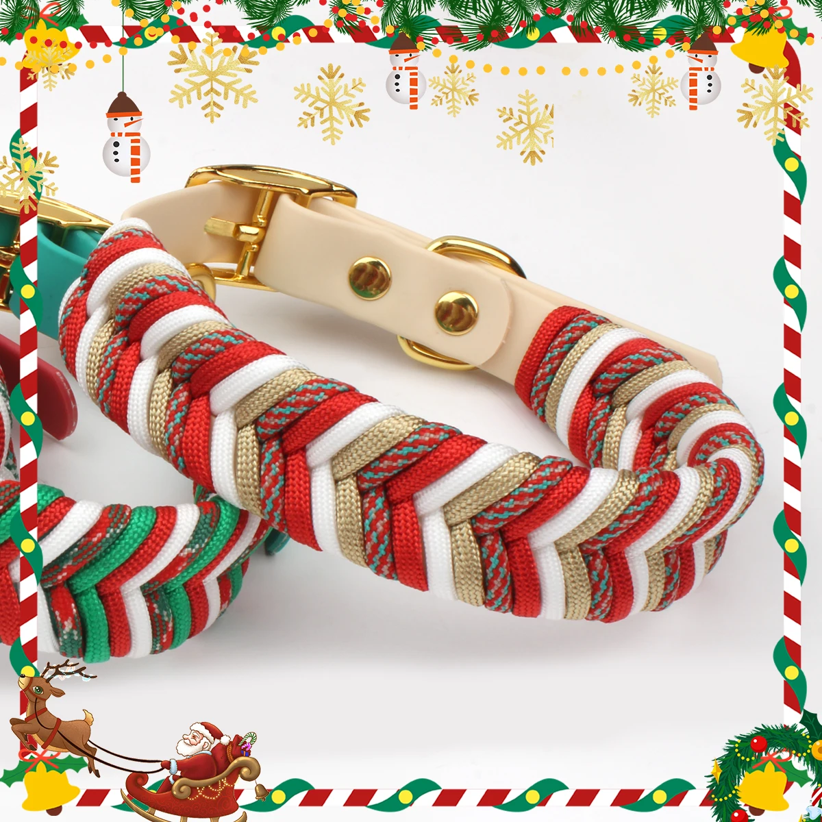 Strapazierfähiges Nylon-Hundehalsband für Weihnachtsgeschenke mit großem Mittel- und Welpenzubehör, modisches, verstellbares, farbenfrohes Gurtband – Detail 4