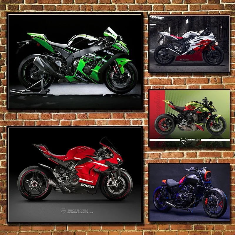 Motorcycle Performance Race Motorcycle Series Print Canvas Posters Cool Locomotive Pictures for Living Room Home Modern Decor