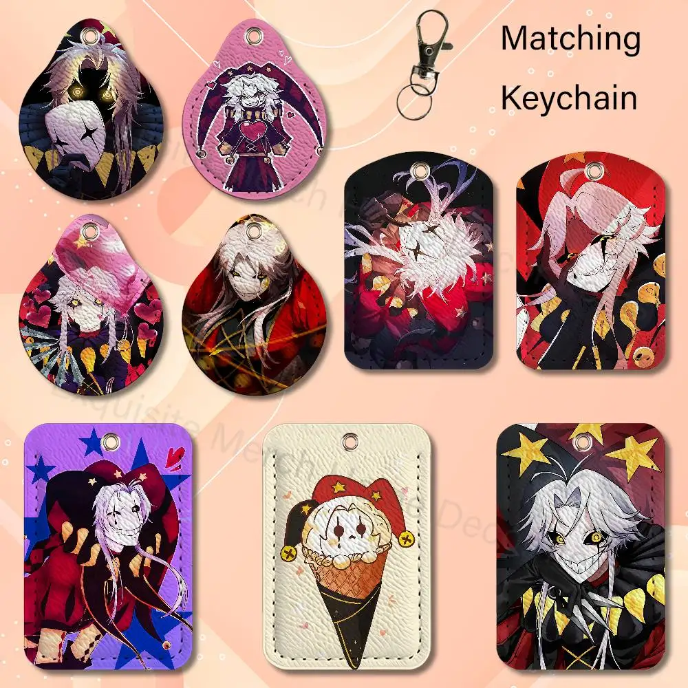 F-Freak Pierrot C-Circus PU Leather Card Holder Keychain Key Ring Door Lock Access Tag ID Access Card Air Tag Case Keychain Card