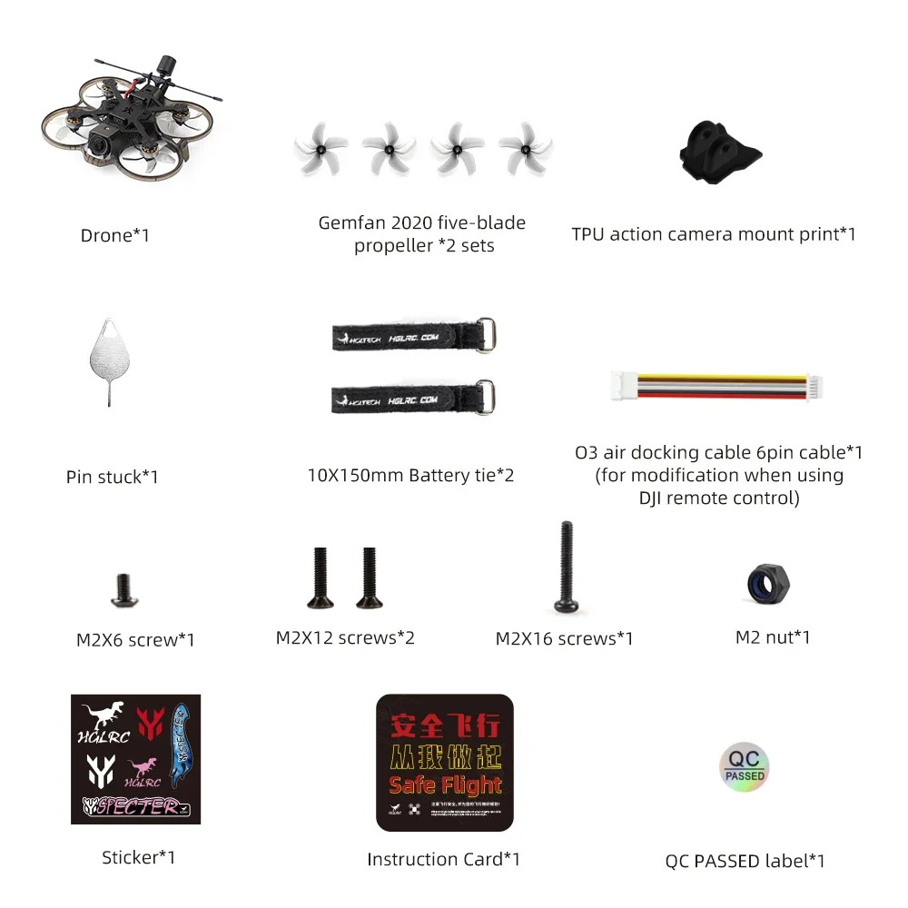 HGLRC Talon 2 بوصة Cinewhoop التناظرية / O3 HD FPV الطائرة بدون طيار SPECTER 15A AIO ZEUS 800mW / O3 وحدة الهواء الفاصل 1303.5 5500KV RC أجزاء