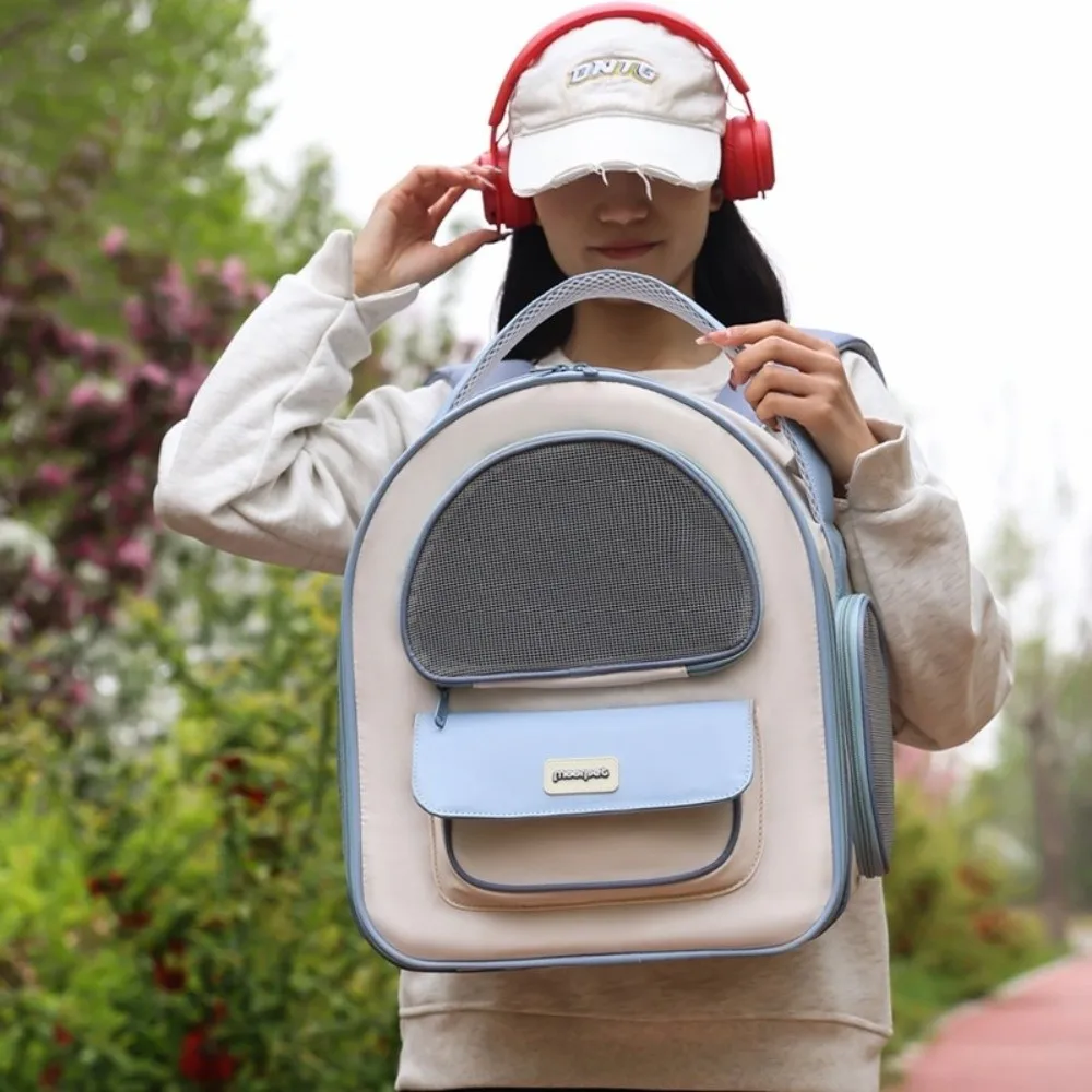 

Wear-resistant Breathable Cat Bag Foldable with Handle Portable Pet Bag Adjustable Detachable Support Plate Outdoor Pet Backpack