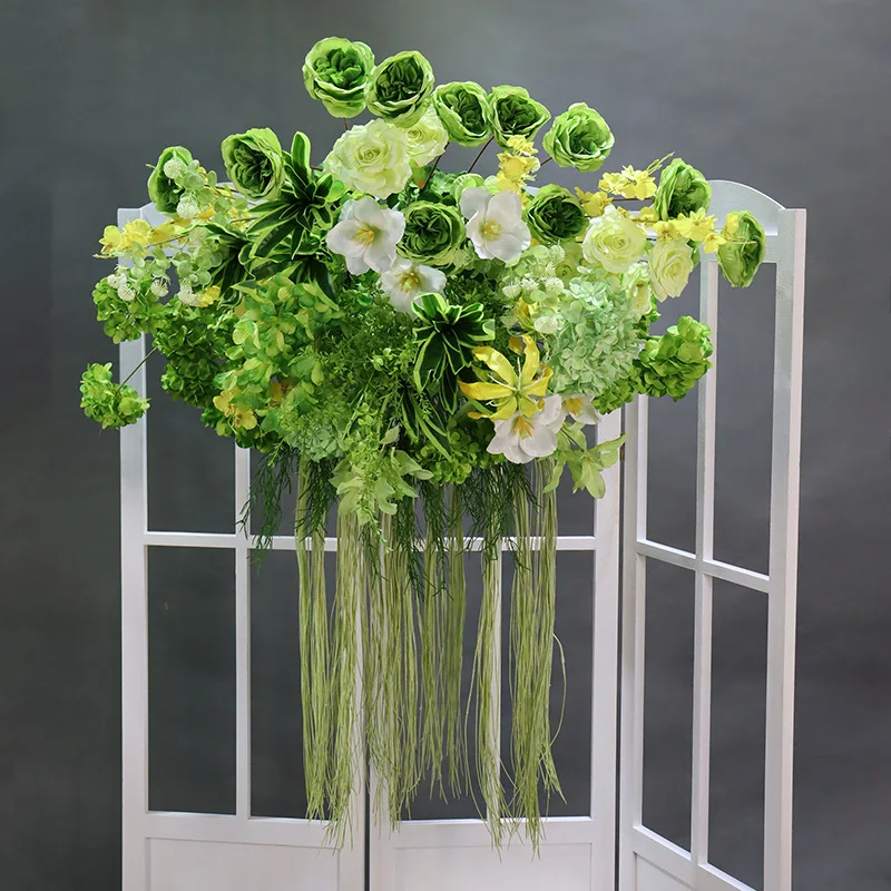 Wedding simulation Korean decorative floral green plant silk flower forest wedding hall background arrangement silk flower lands