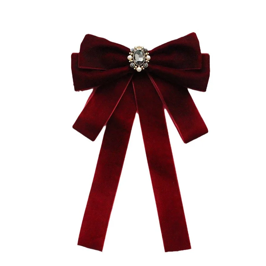 Fashion Bow Tie Women's Large Bow Small Fragrant Wine Red Velvet Pin Black Clothing AccessoriesPreppy  Collar Accessory Gift