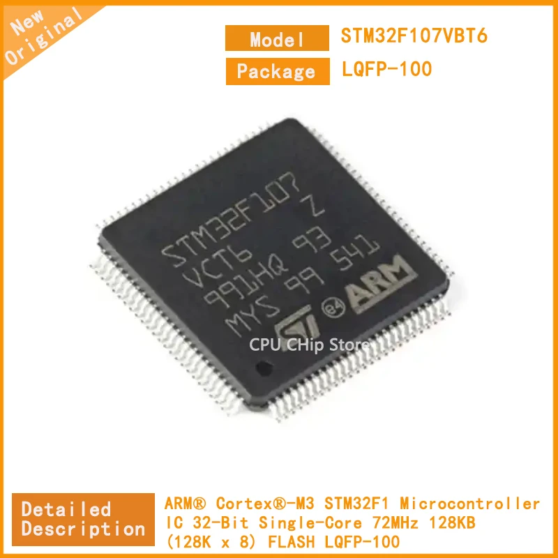 5Pcs/Lot  New Original  STM32F107VBT6 STM32F107  Microcontroller IC 32-Bit Single-Core 72MHz 128KB (128K x 8) FLASH  LQFP-100