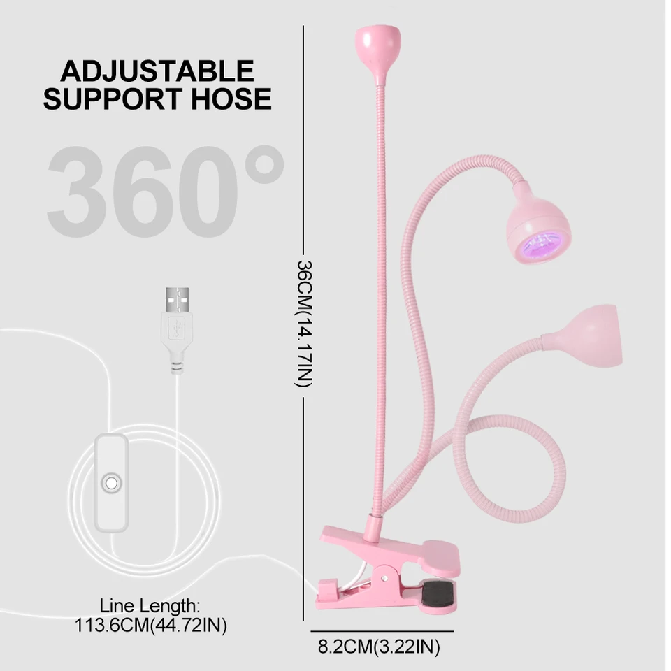Lámpara LED UV para Uñas para Secar Gel, Clip Flexible de Escritorio, Mini Portátil USB, Secadora UV para Manicura en Salón 6