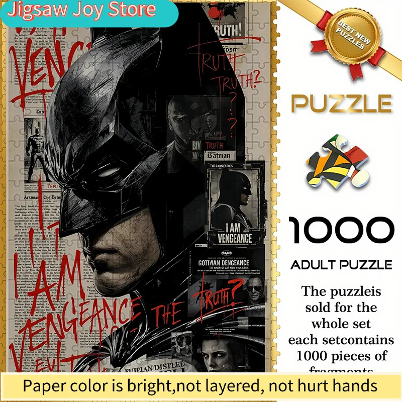 

Warner Bros Seamless Puzzle Z9.16-46, Batman Collage Art Design, Durable Thick Puzzle, a Great Brain Game for Adults, Perfect