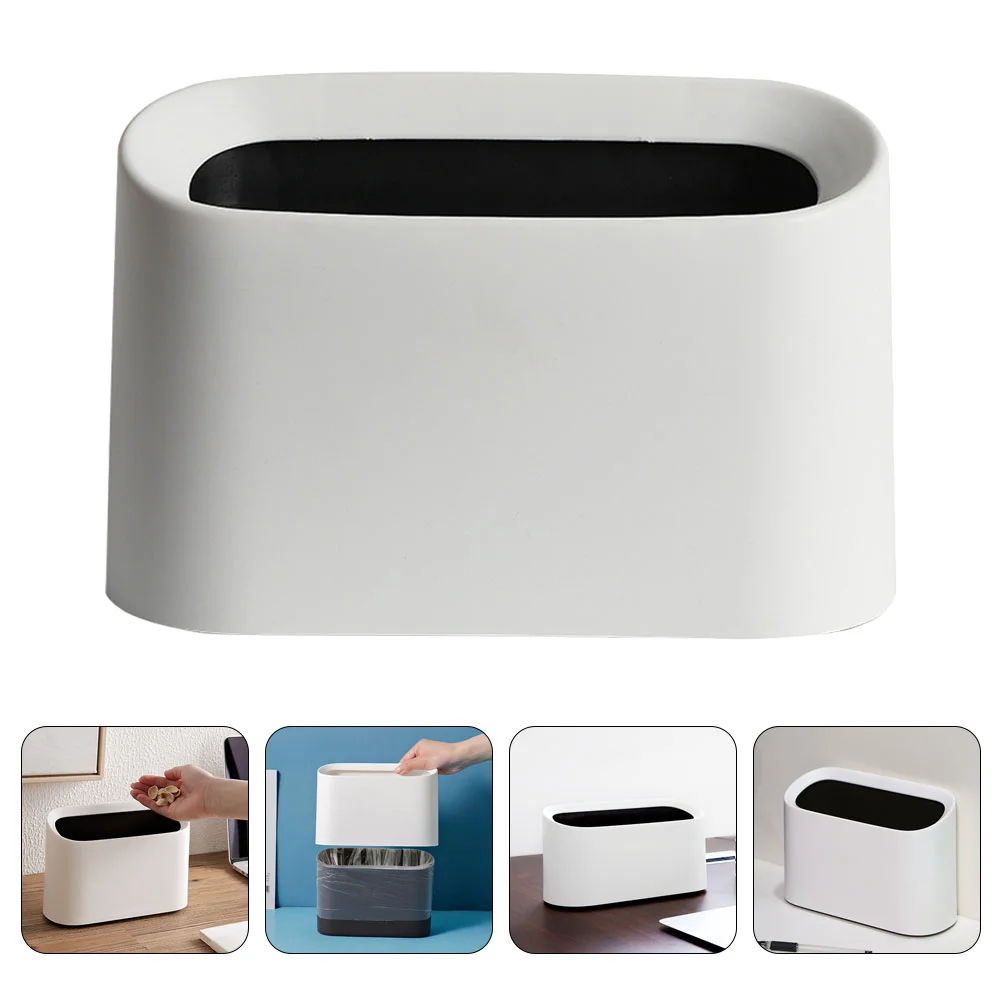 Small Trash Can Desk Tabletop with Lid Waste Basket Trashcan Garbage Mini Bin Plastic Desktop for Office