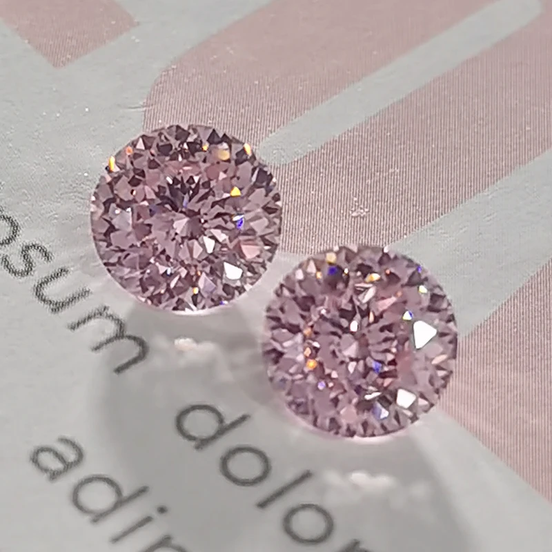 pink 8mm Starry sky cut fashion rarity round shape 2CT cubic zirconia beads vivid stones for jewelry making CZ DIY