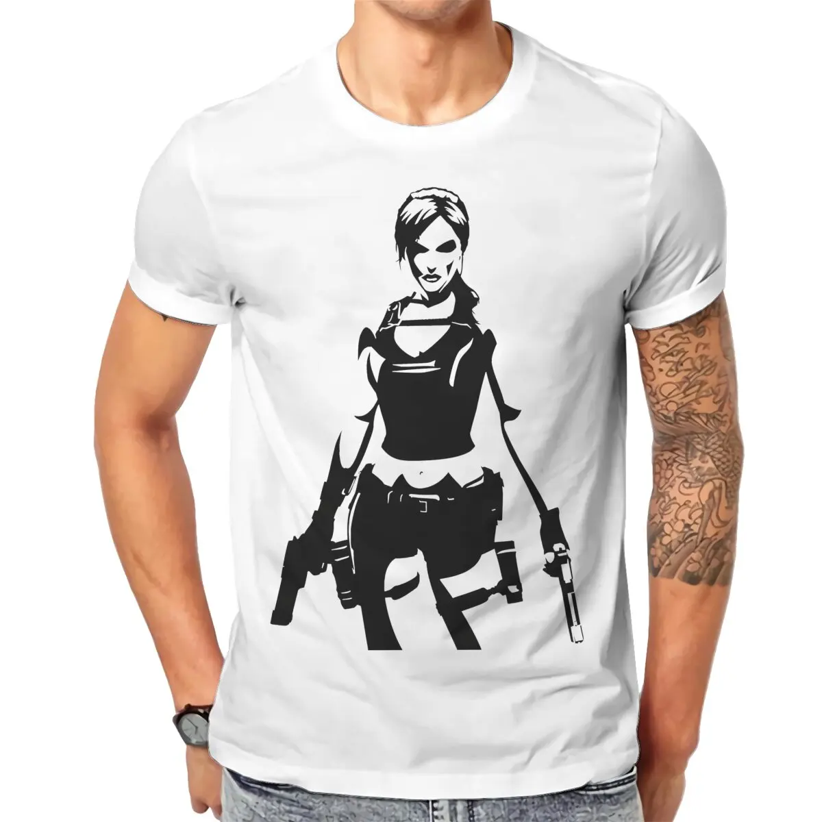 Tomb Raider Game Lara Croft Crypt Explorer Tshirt Graphic Men Tops Vintage Alternative Summer COTTON Clothes Harajuku T Shirt