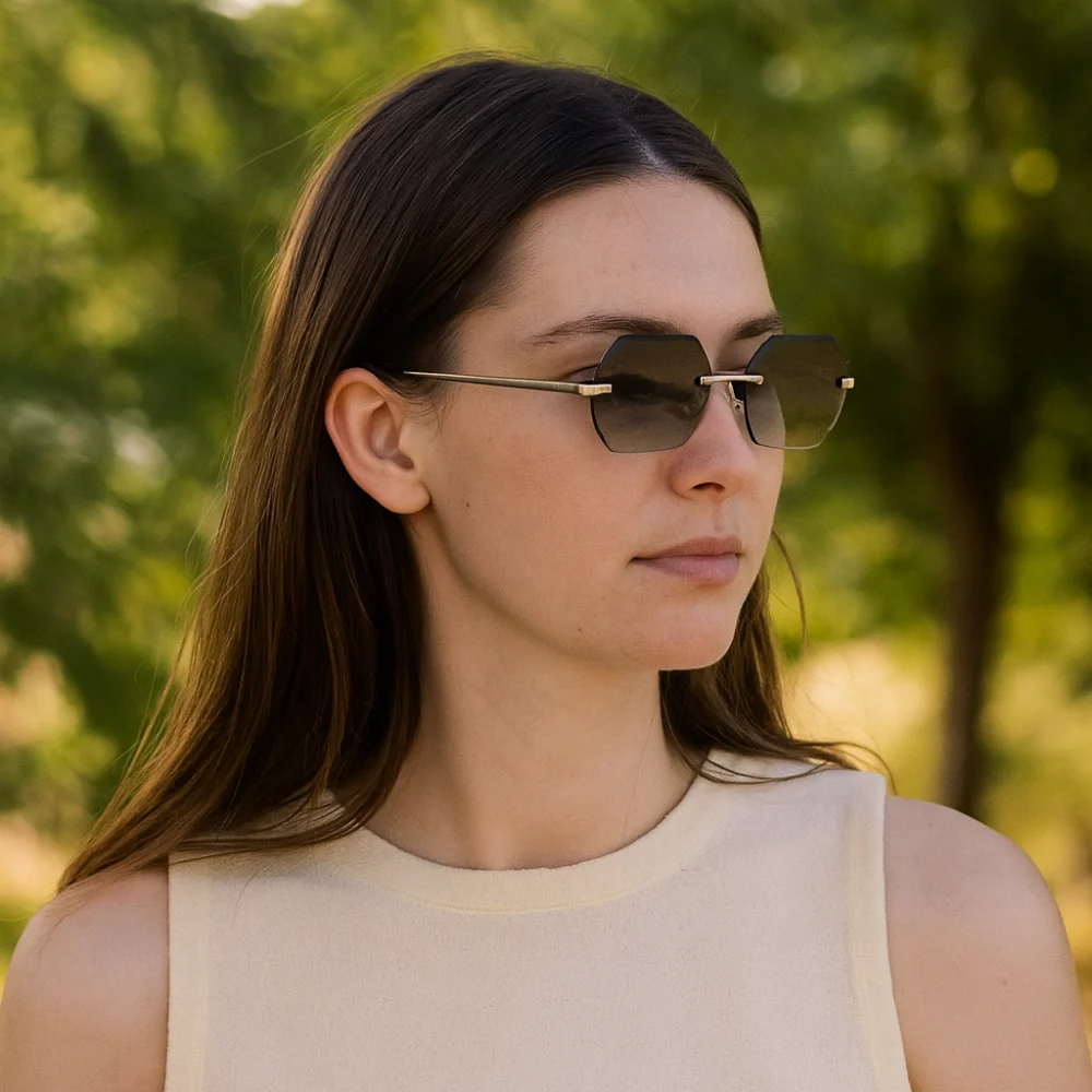 

Personalized Multicolor Sun Glasses Vision Care Vintage Frameless Sunglasses Lightweight Fashion Men UV400 Eyewear Photography