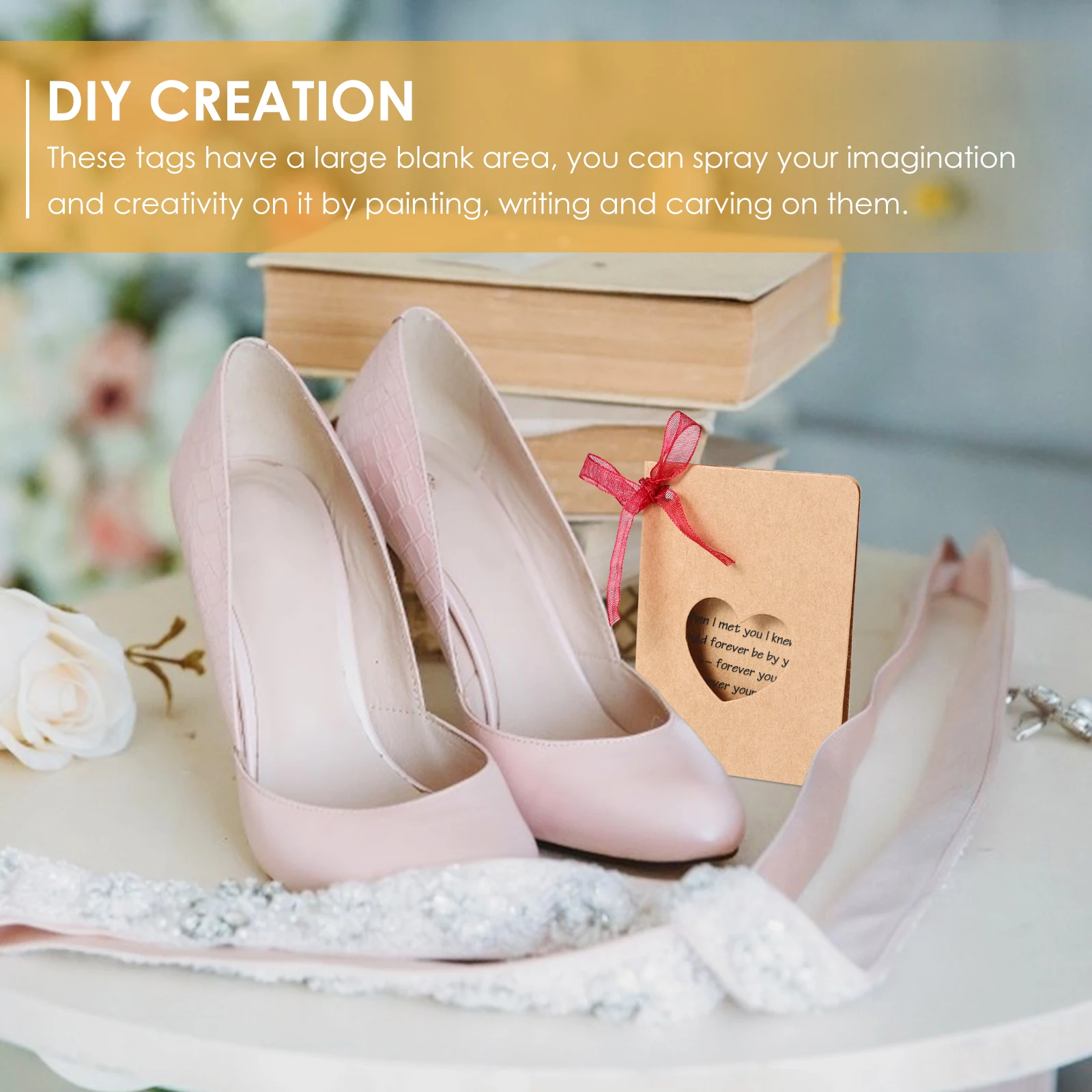 50 قطعة علامات التسمية على شكل قلب ورق الكرافت مع حبل أحمر لتغليف الهدايا الديكور مذكرة الحب ملاحظات المرجعية DIY بها بنفسك #5