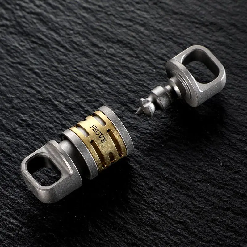 Titanium Alloy Copper Inlay Keychain Double Headed Quick Pull Buckle Removable Portable Outdoor Mountaineering Buckle EDC Tools