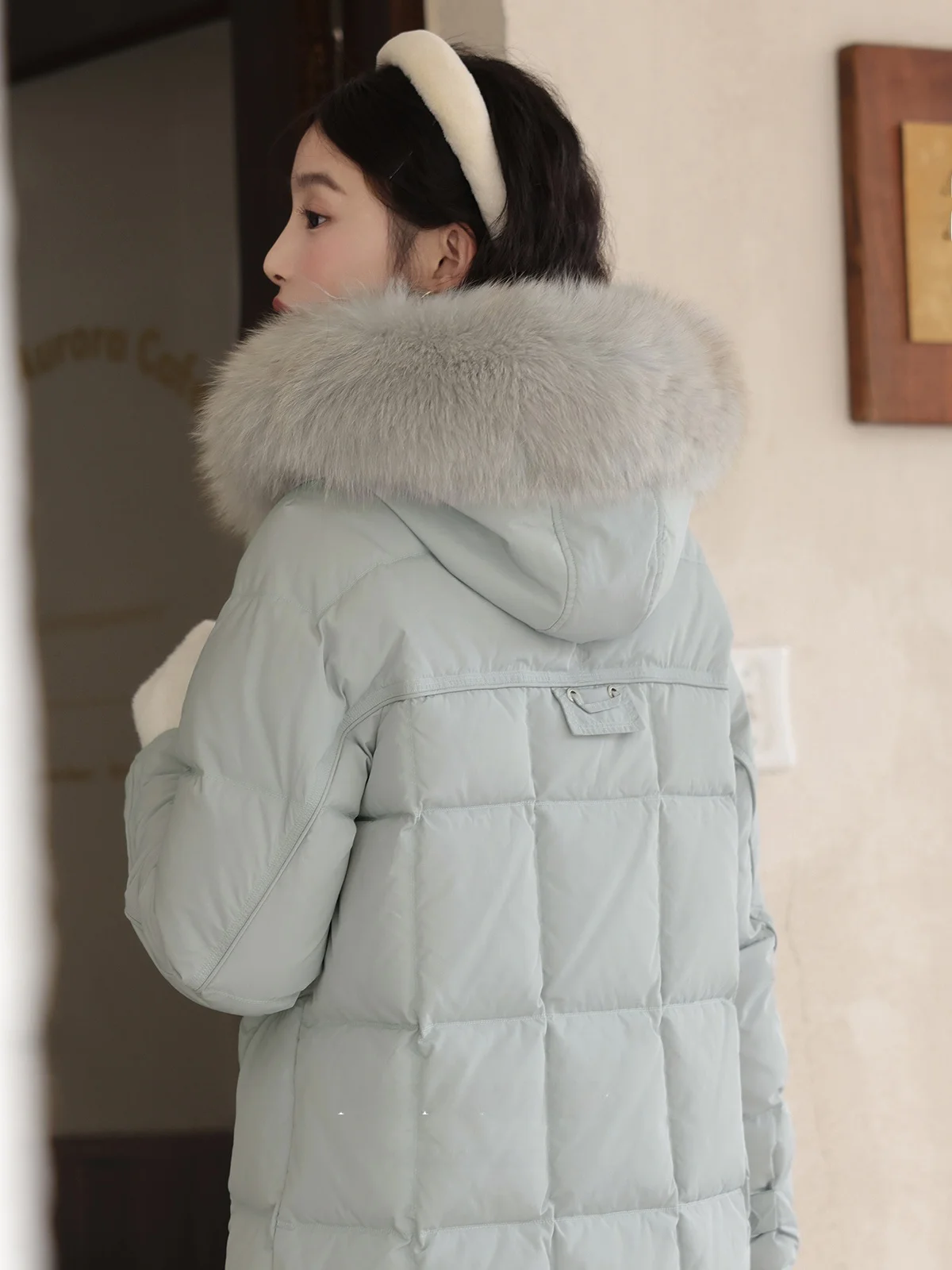 

Серо-голубой пуховик женский, утепленный, с наполнителем из белого утиного пуха, осенне-зимний стиль 2025, для повседневной носки, элегантный, прямого кроя