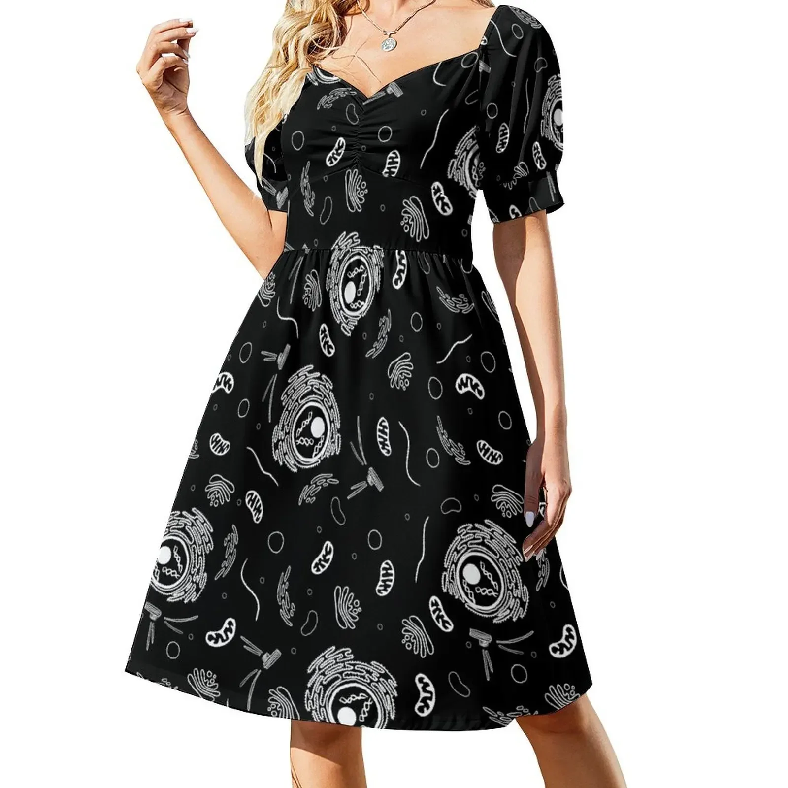 

Cell Organelles - White on Black Dress festival outfit women women's fashion dresses Elegant gown summer clothes