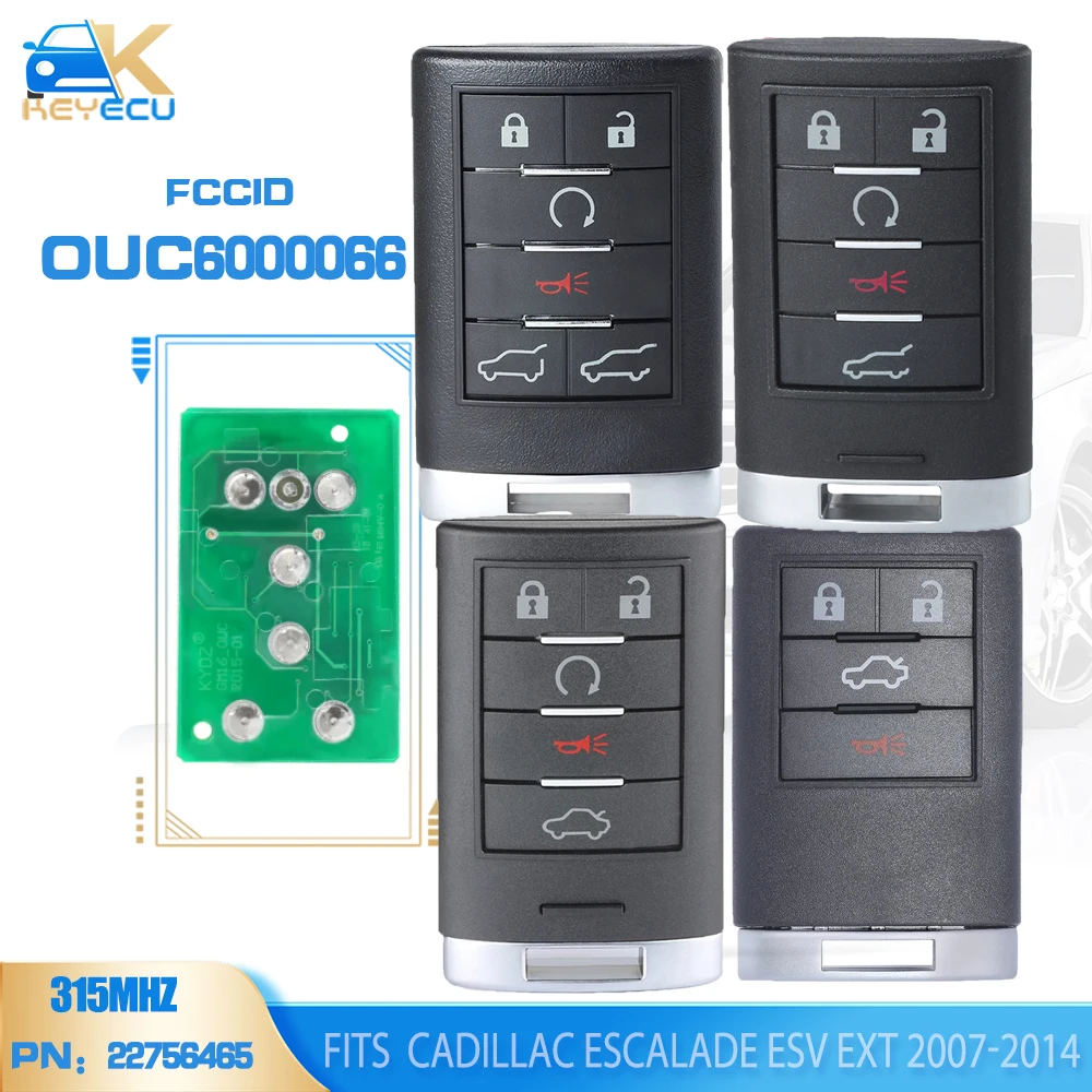 Брелок KEYECU OUC6000066 315 МГц для Cadillac Escalade ESV EXT 2007 2008 2009 2010 2011 2012 2013 2014