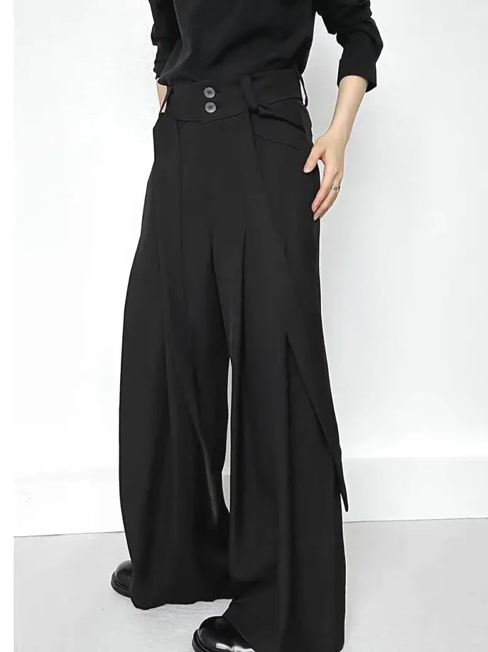 

High Waist Wide Leg Pants Men's Casual Trousers Bla ey White Color Blo Design Spring Summer Autumn Winter Seasonal Use