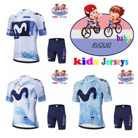Conjunto de Jersey de ciclismo para niños del equipo Movistar para bebés, ropa de ciclismo para niños y niñas, camisetas para bicicleta de carretera, traje, pantalones para bicicleta, Maillot MTB
