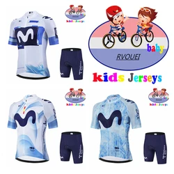 Baby Movistar Team Kids Cycling Jersey Set Boys Girls Cycling Clothing Children Road Bike Shirts Suit Bicycle Pants MTB Maillot