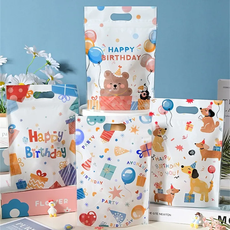 

50Pcs Cartoon Animal Plastic Bags Snowflake Crisp Cookies Nougat Portable Ziplock Self Sealing Party Gift Packaging