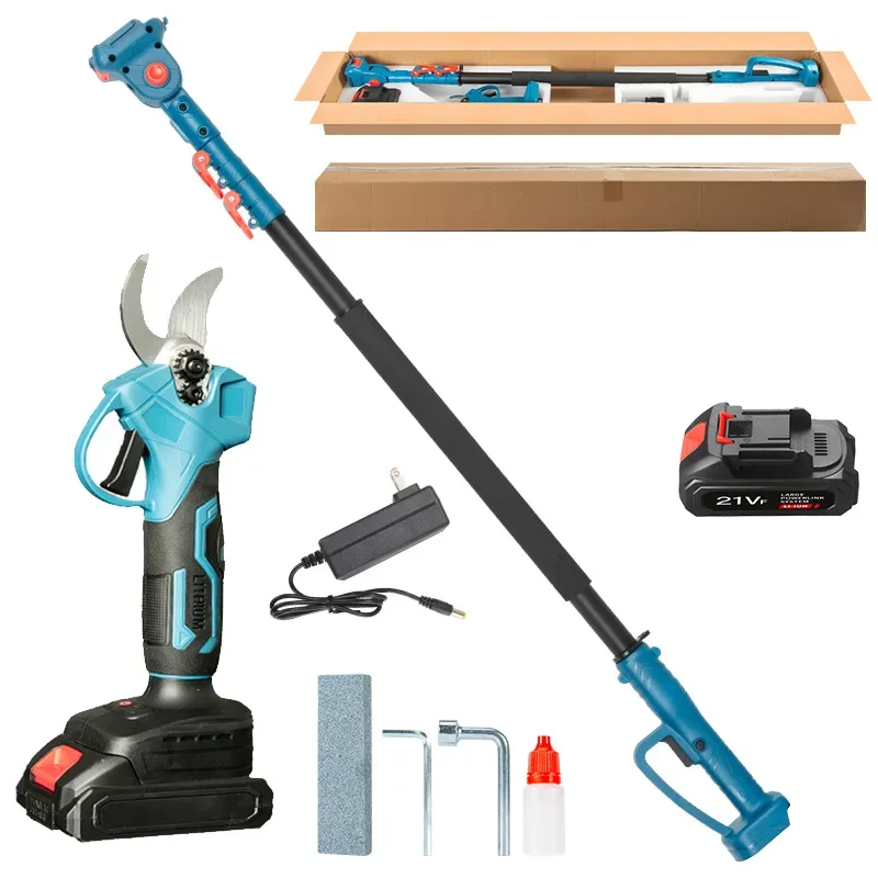 Pemangkas Dahan Listrik Isi Ulang dengan Baterai Li-ion, Panjang Ekstra untuk Pemangkasan Dahan, Alat Kebun Lintas Negara