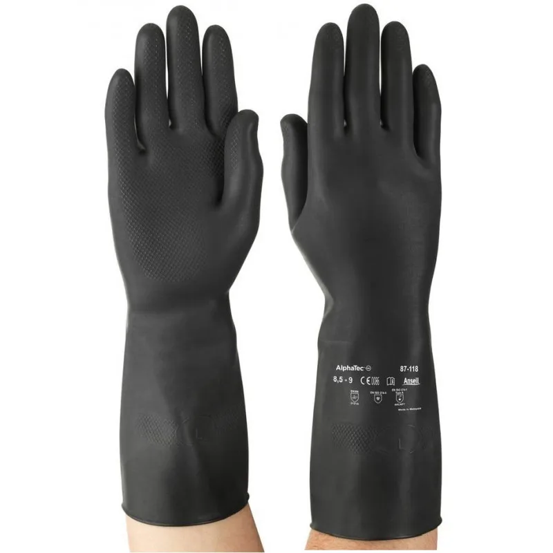 Ansell Alpha Tec 87-118 Black Diamond Grip Chemical Gloves