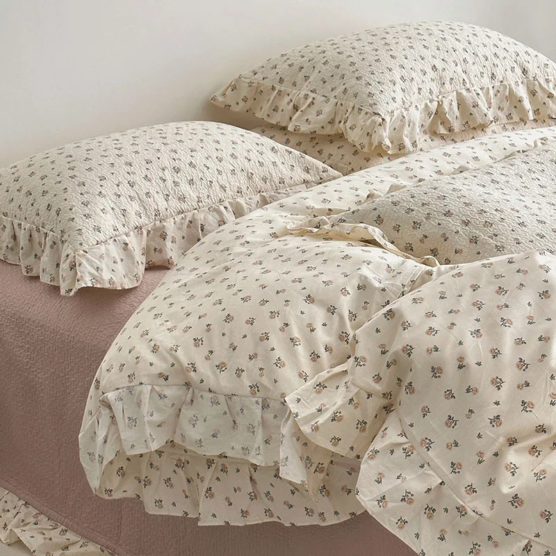 

Korean Style Floral Lace Duvet Cover Luxury High-Quality Soft Quilt Cover for Queen King 1 Pcs Breathable Home Decor for Adults