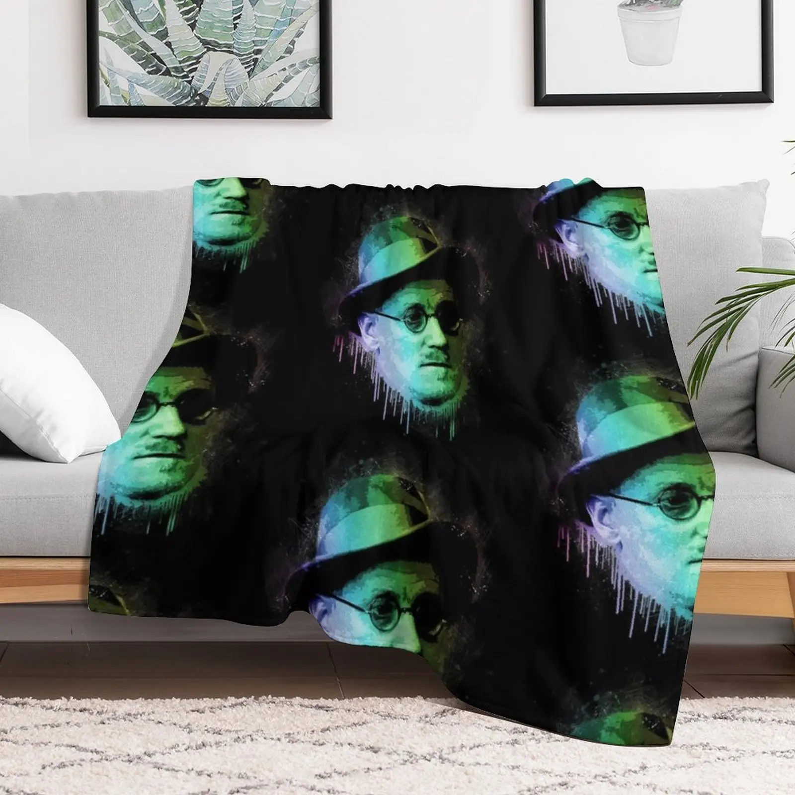 James Joyce Urban Grunge Painting Rainbow Spectrum Throw Blanket