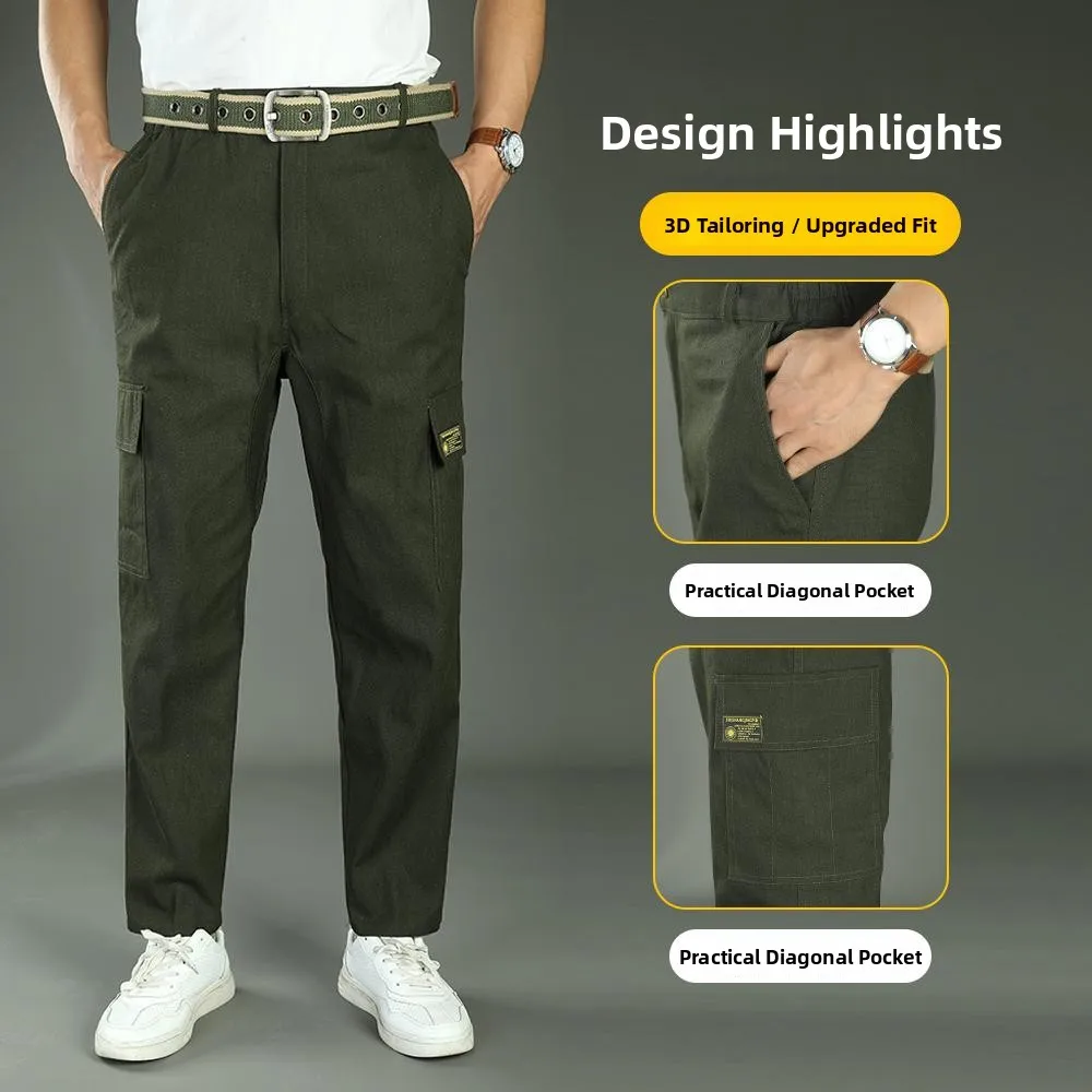 Pantaloni da Lavoro Casual in Cotone per Uomo, Resistenti all'Usura, per Saldatura, Gamba Dritta, Comodi per Riparazioni, Vestibilità Confortevole