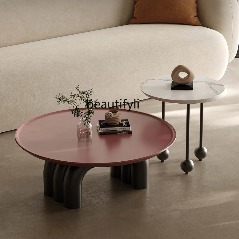 Italian Coffee Table Metal Modern Minimalist Living Room Creative and Slightly Luxury Small Apartment round