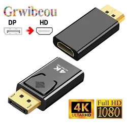 4K DP DisplayPort to HDMI-compatible Adapter Converter Display Port DP to HDMI-compatible HDTV Adapter Video Audio PC Laptop
