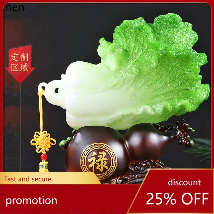CZ Gourd and Cabbage Ornament for Home Living Room, Entryway, TV Cabinet Decoration, Housewarming and Opening Gift
