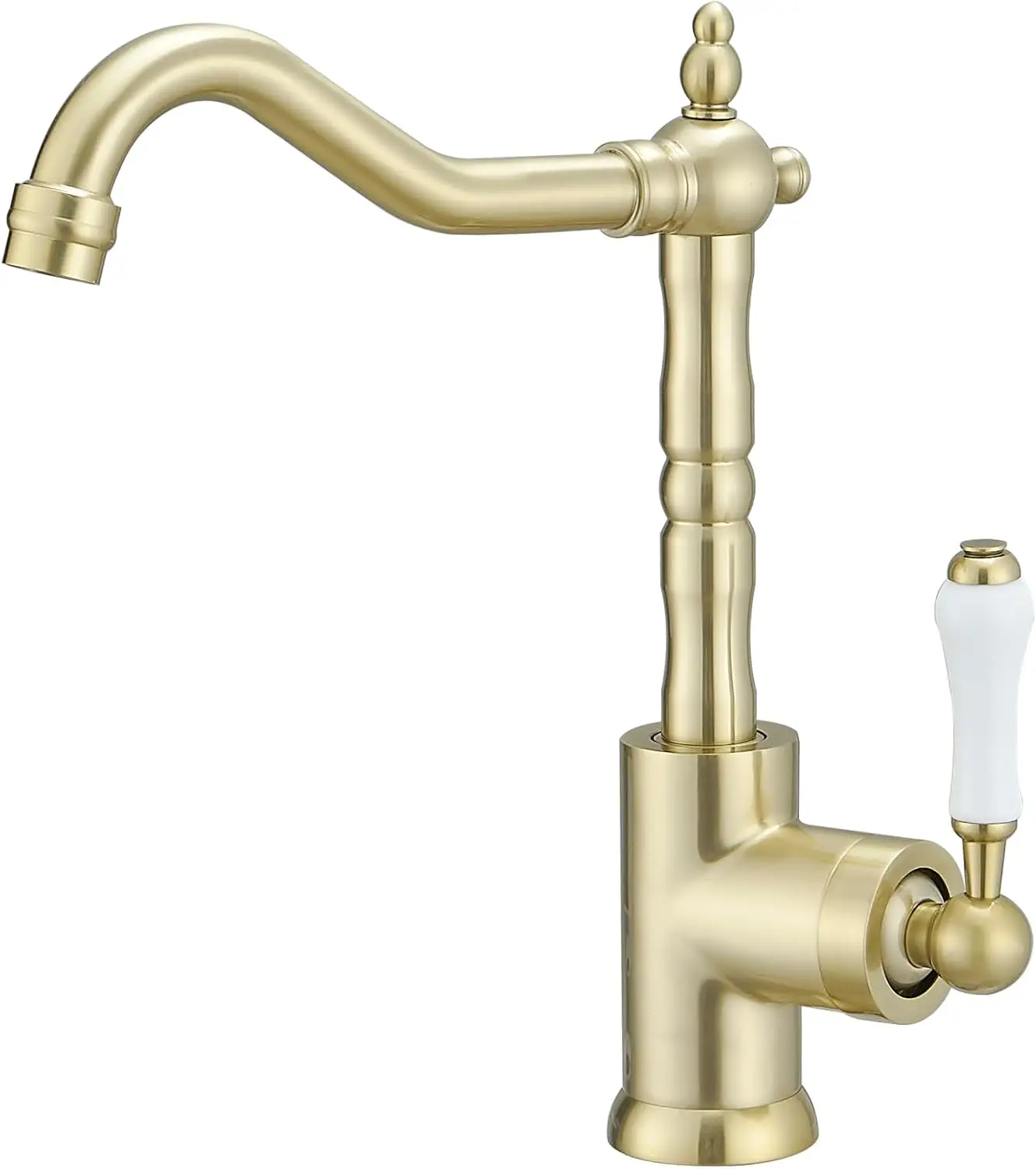 

Brushed Gold Kitchen Sink Faucet Single Handle Bar for Kitchen Sink with 360° Swivel Spout High Arc Single Hole Wet Bar Fauc