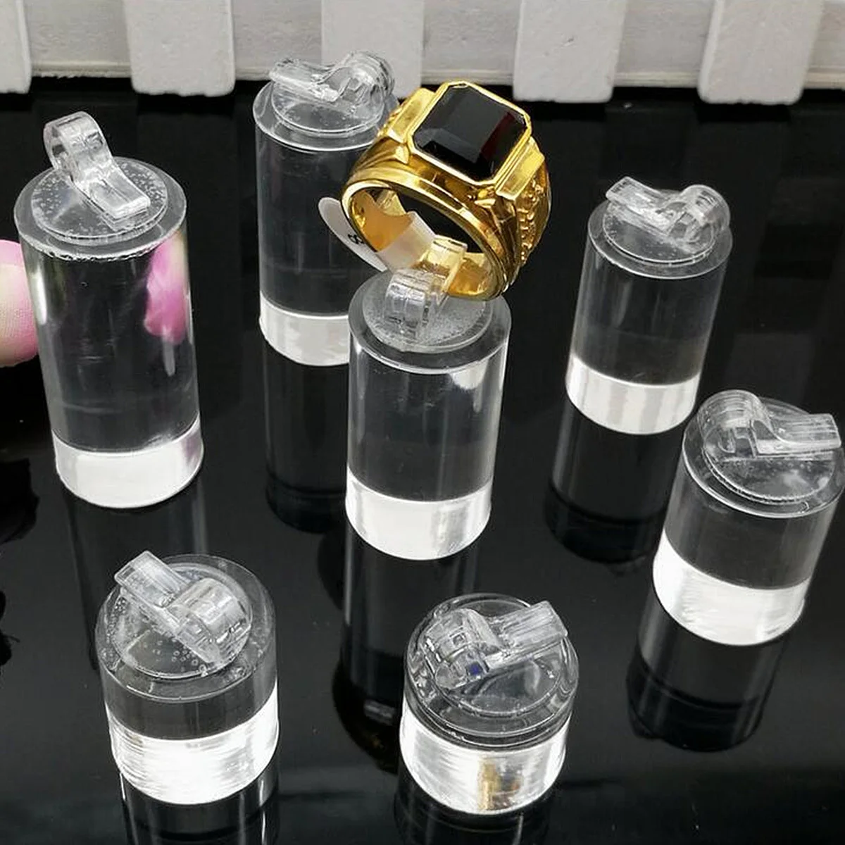 

Transparent Acrylic Ring Display Stand Premium Material Jewelry Showcase Rack for Photo Styling and Art Display