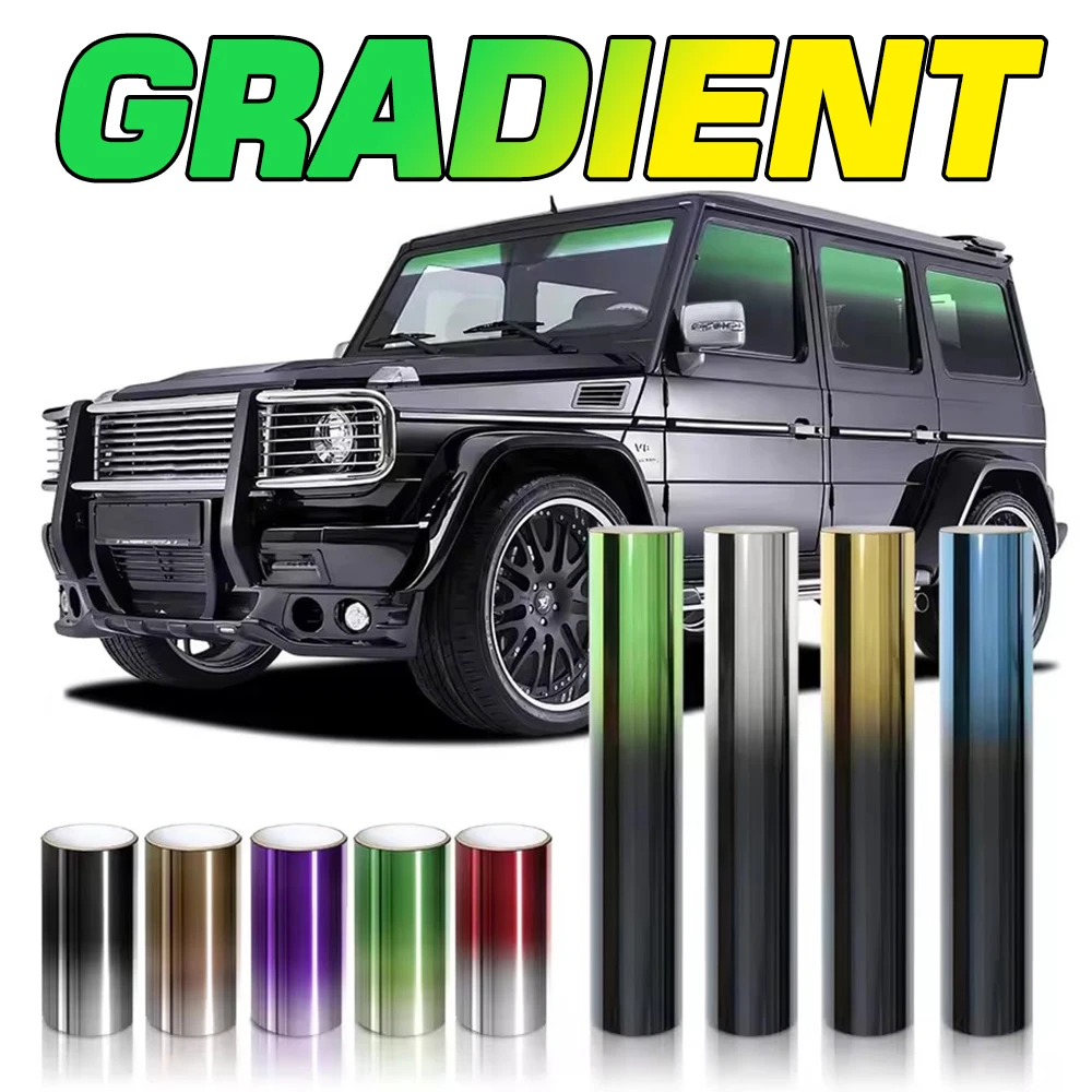 300CM/100CM Auto Gradienten Film Vorderseite Seite Fenster UV Geschützt Wärmedämmung Farbe Ändern Film Außen decor Zubehör