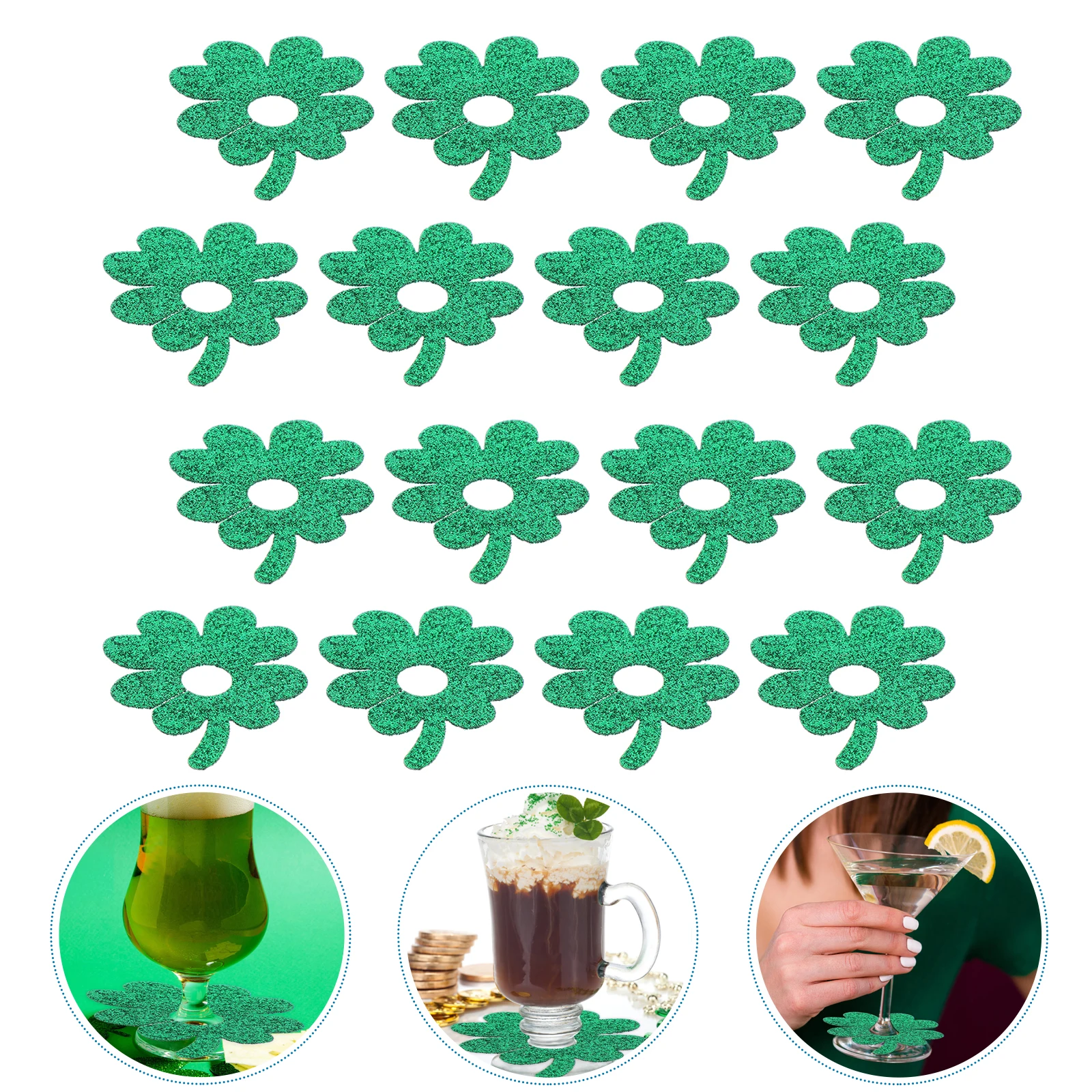

Green Four Leaf Clover Glass Ring Gift Cup Charms Outdoor St Patrick's Day Decoration