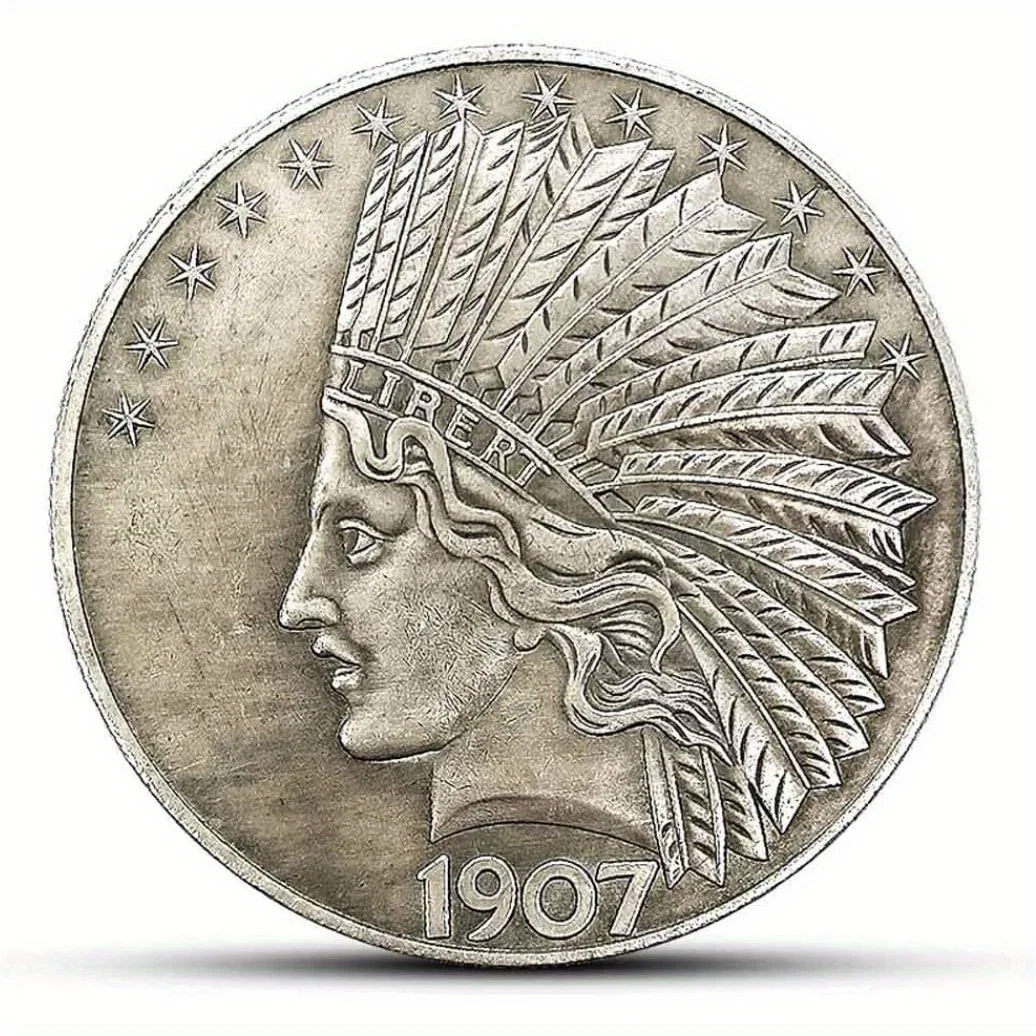 1 peça moeda antiga da cabeça indiana da liberdade-moeda antiga comemorativa americana-descobre história da moeda dos EUA
