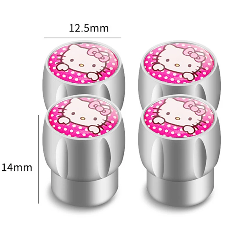 4 قطعة Miniso أنيمي الكرتون سانريو مرحبا كيتي سيارة عجلة قضيب صمام إطار قبعات لأوبل بيجو فولفو هوندا نيسان سكودا سوبارو BMW