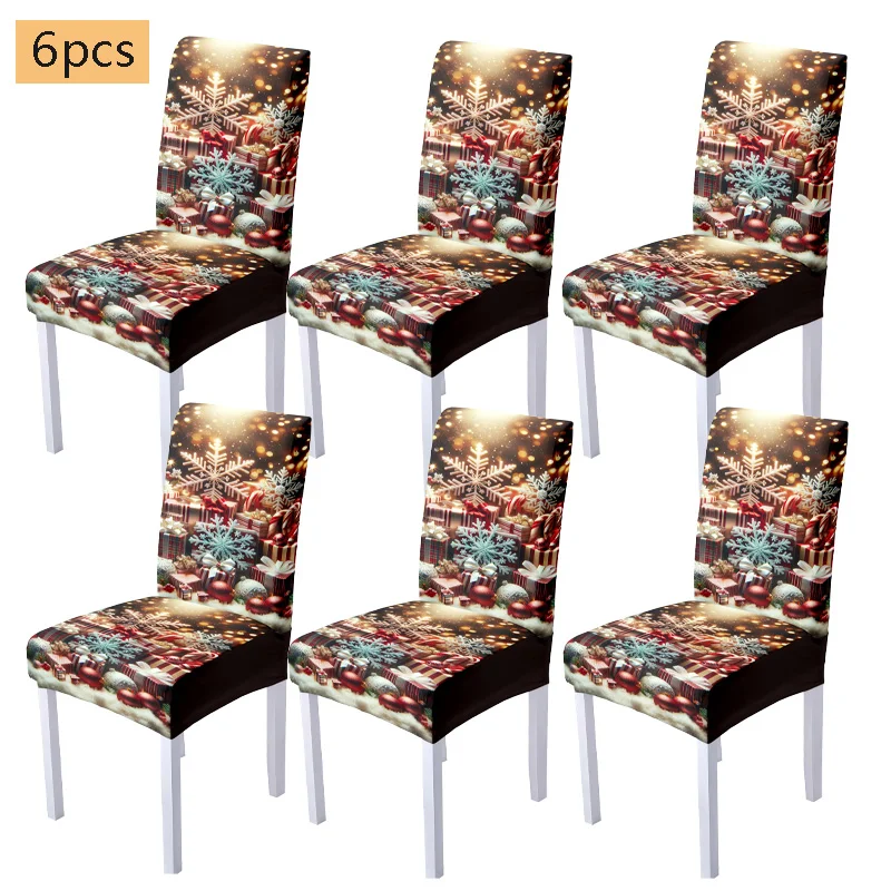 Christmas decorative chair cover gift box printed stretch spandex chair cover washable suitable for holiday parties and banquets