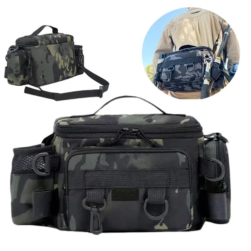 Mochila de pesca, mochila de camuflaje, mochilas para hombres, bolsa de herramientas de pesca, artículos, aparejos, entretenimiento deportivo