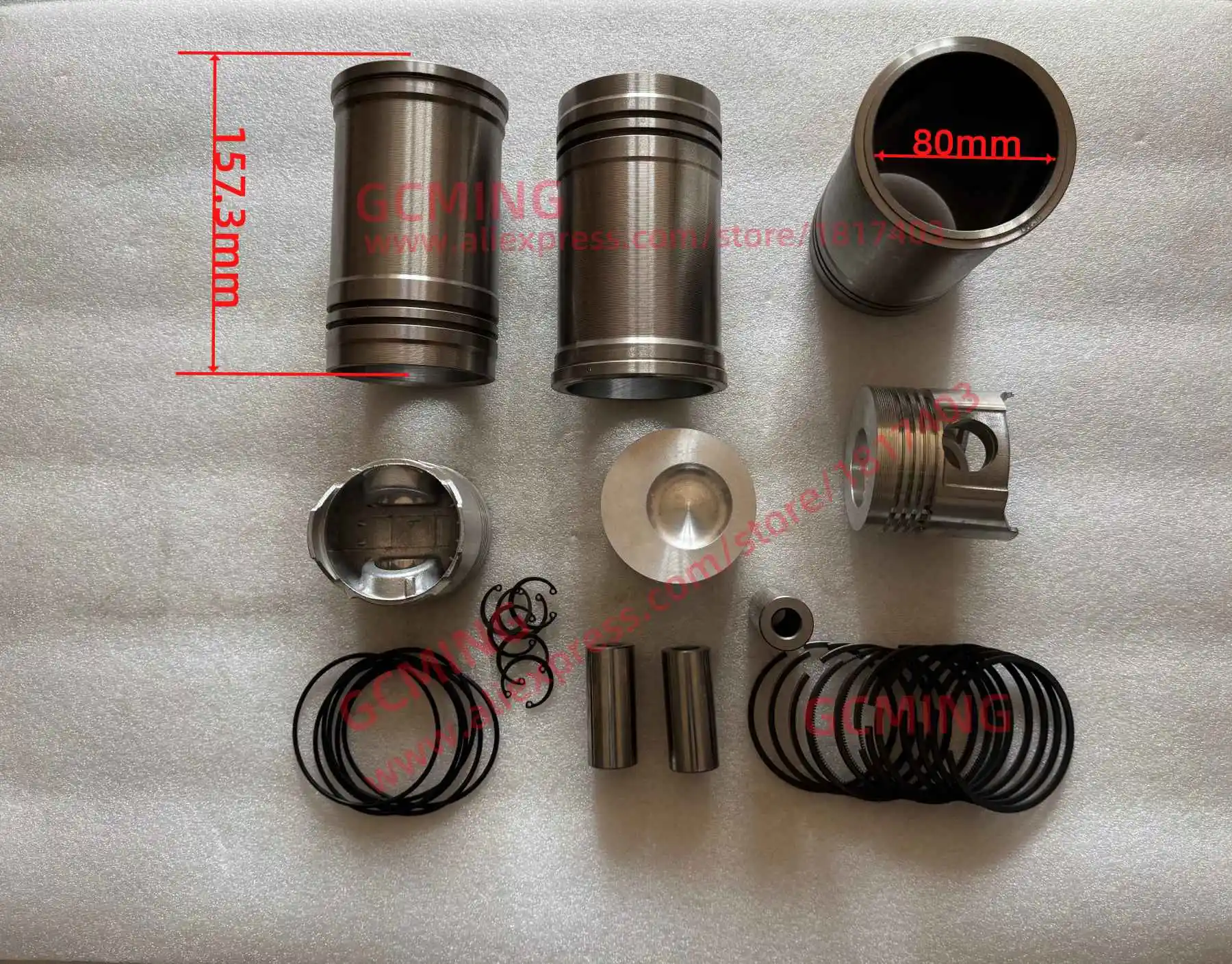 

Yangdong YSAD380 Piston + Cylinder sleeve + Piston ring + Piston pin + Water sealing ring + Circlip, Yangdong engine parts