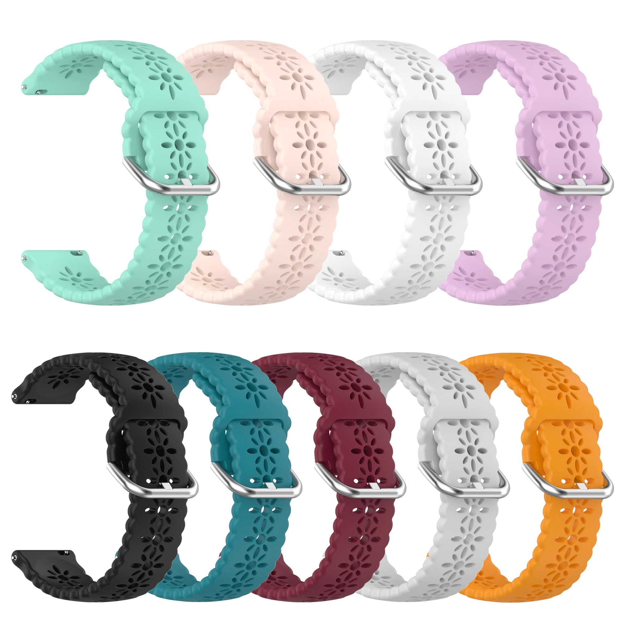 20mm 22mm hole Silicone Band for Samsung Galaxy Watch 7 6 5 4 for Huawei GT5 4 3 GT2 pro bracelet for Garmin Vivoactive 6 strap