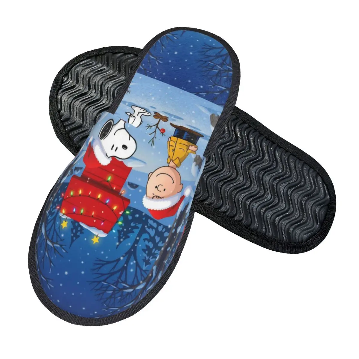 Snoopyes Cartoon Dog Christmas Xmas House Slippers Non-slip Soft Memory Foam Cotton Slippers Bedroom
